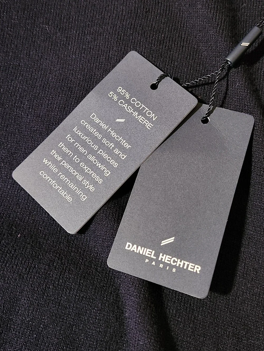 Mens New With Tags Daniel Hechter Quarter Zip Cashmere Cotton Blend Sweater Sz L